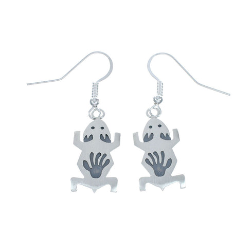 Frog Sterling Silver Navajo Hook Dangle Earrings X10073